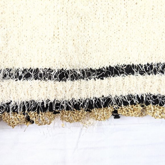 Anthropologie Ceres Cream Gold  Eyelash Cardigan - Picture 7 of 7